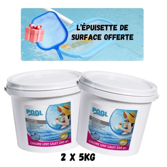 Lot de 2 seaux de chlore lent en galet