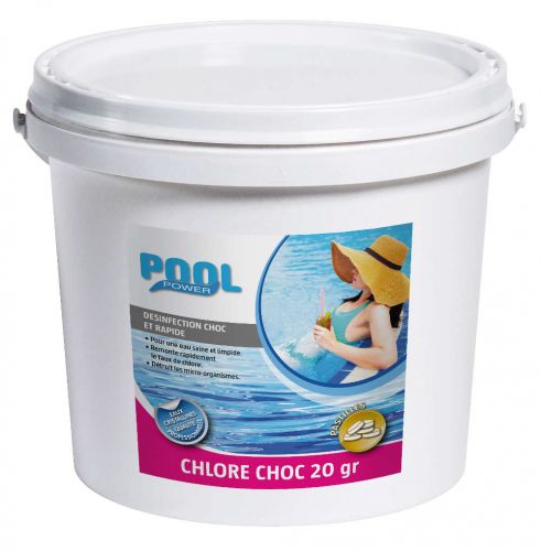 Chlore choc en pastilles de 20g pour traitement d'eau de piscine