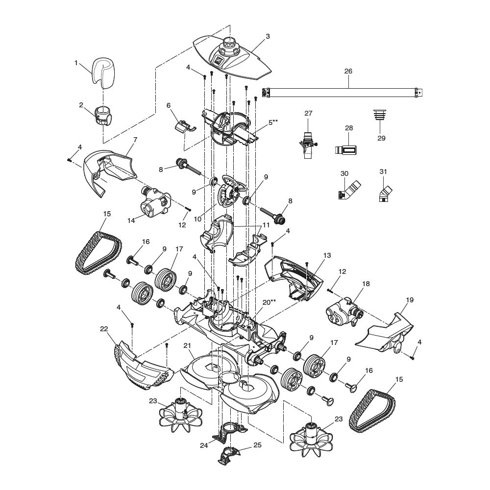 Pièces détachées du robot hydraulique zodiac mx9